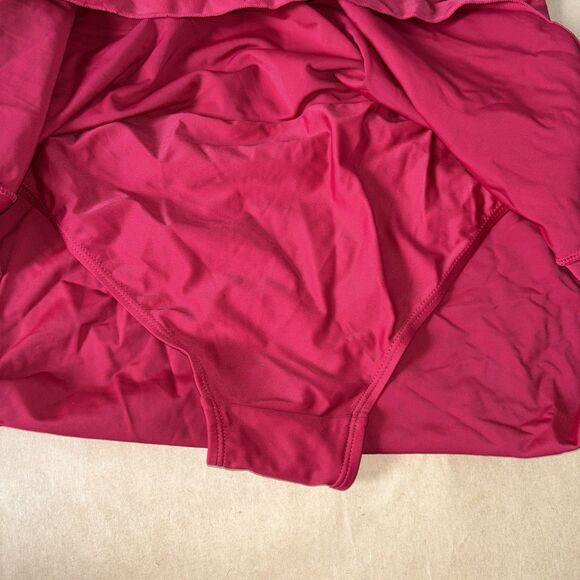 Red And Black Swim Dress Bathing suit Lace Up Front Size Large - Picture 8 of 8